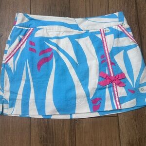 LILLY PULITZER Blue & White w/ Pink Sailboat Print COLETTE Skort Skirt Sz 6